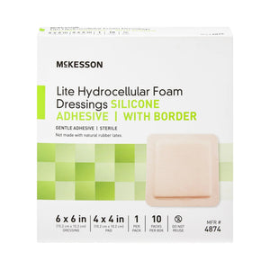 McKesson Lite Silicone Gel Adhesive with Border Thin Silicone Foam Dressing, 6 x 6 Inch McKesson Lite