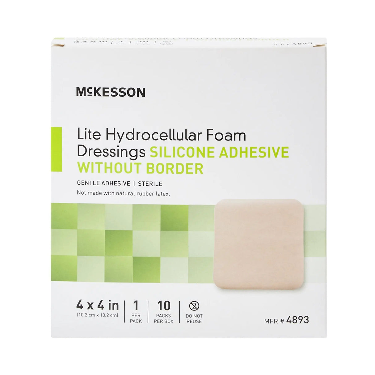 McKesson Lite Silicone Gel Adhesive without Border Thin Silicone Foam Dressing, 4 x 4 Inch McKesson Lite