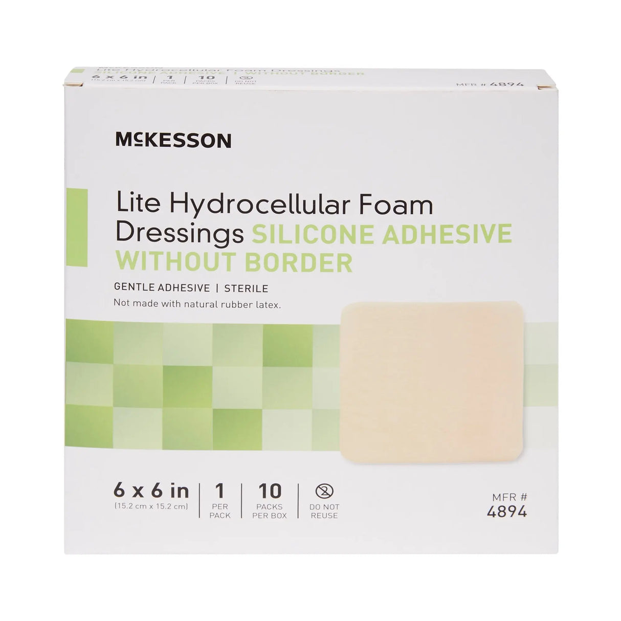 McKesson Lite Silicone Gel Adhesive without Border Thin Silicone Foam Dressing, 6 x 6 Inch McKesson Lite