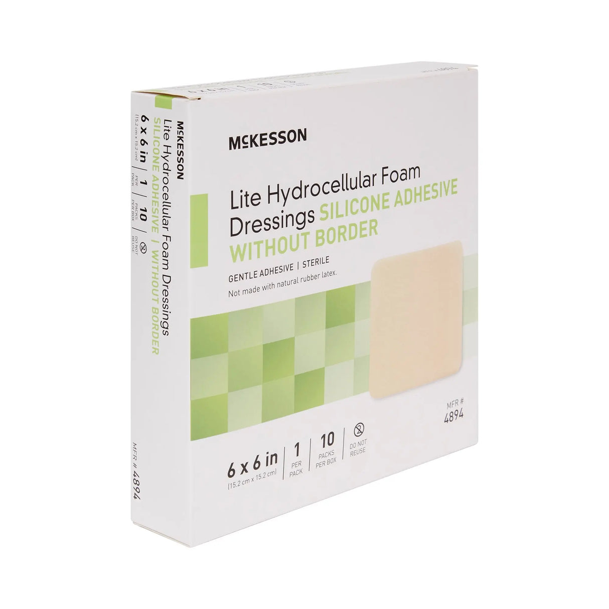 McKesson Lite Silicone Gel Adhesive without Border Thin Silicone Foam Dressing, 6 x 6 Inch McKesson Lite