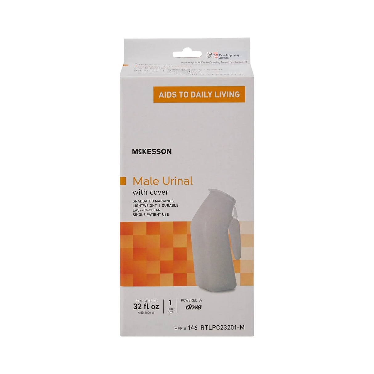 McKesson Male Urinal with Cover McKesson