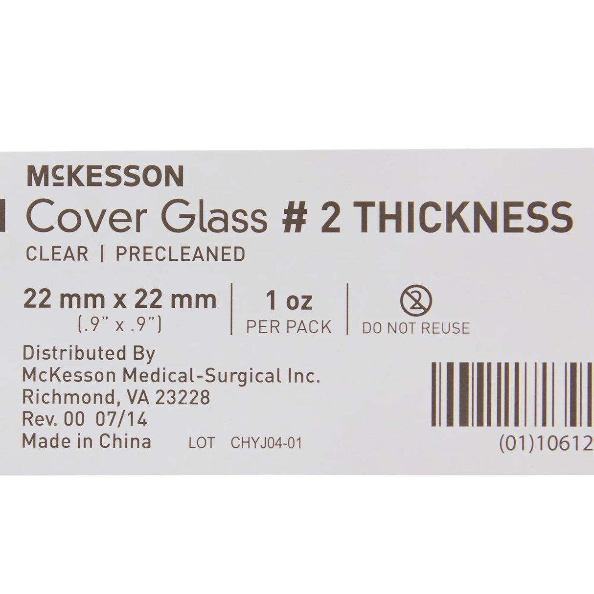 McKesson No. 2 Thickness Cover Glass, 22 x 22 mm McKesson