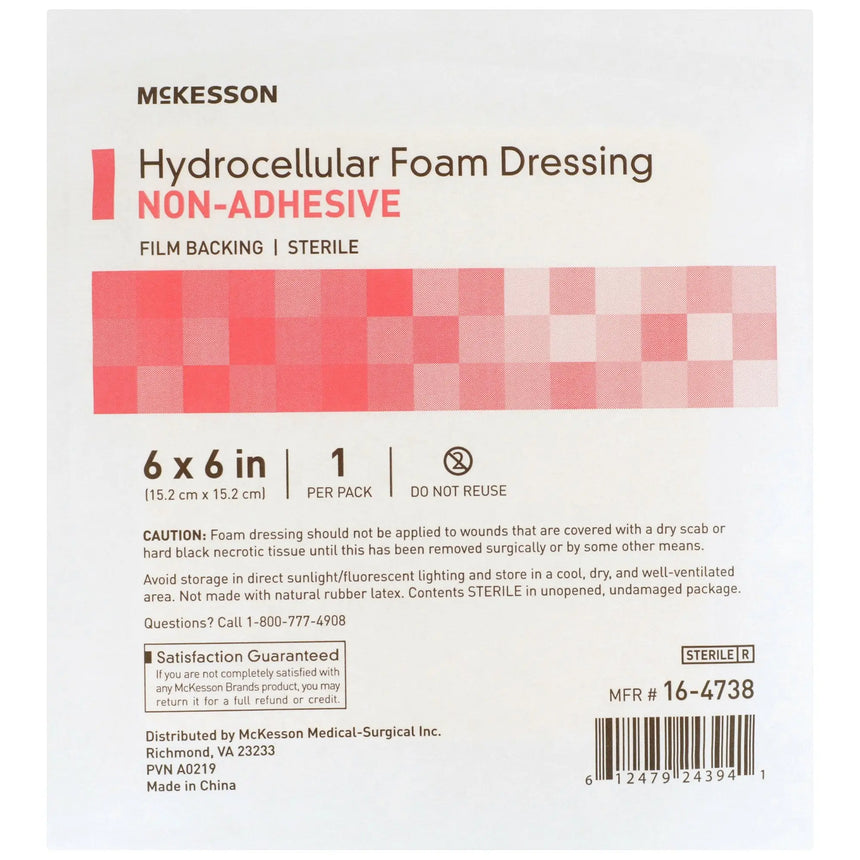 McKesson Nonadhesive without Border Foam Dressing, 6 x 6 Inch McKesson