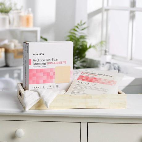 McKesson Nonadhesive without Border Foam Dressing, 6 x 6 Inch McKesson