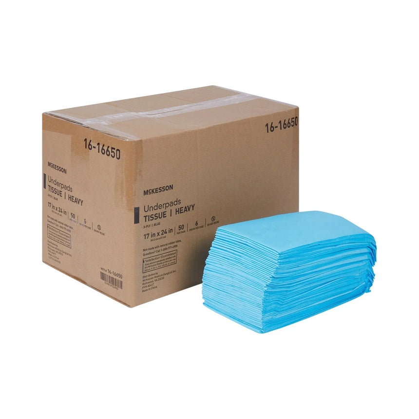 McKesson Nonsterile Blue Procedure Underpad, 17 x 24 Inch McKesson