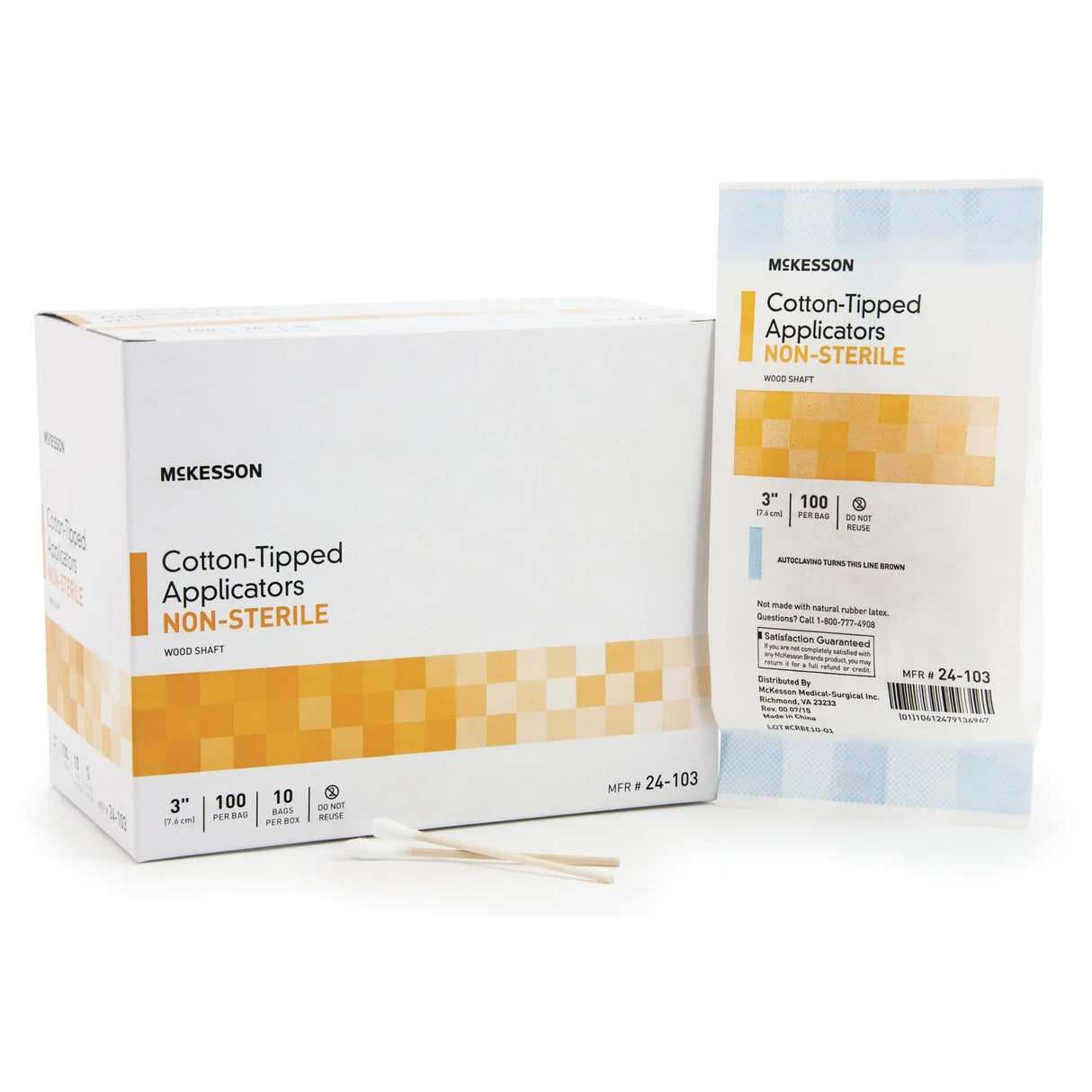 McKesson Nonsterile Cotton-Tip Swabsticks, 3 Inch McKesson