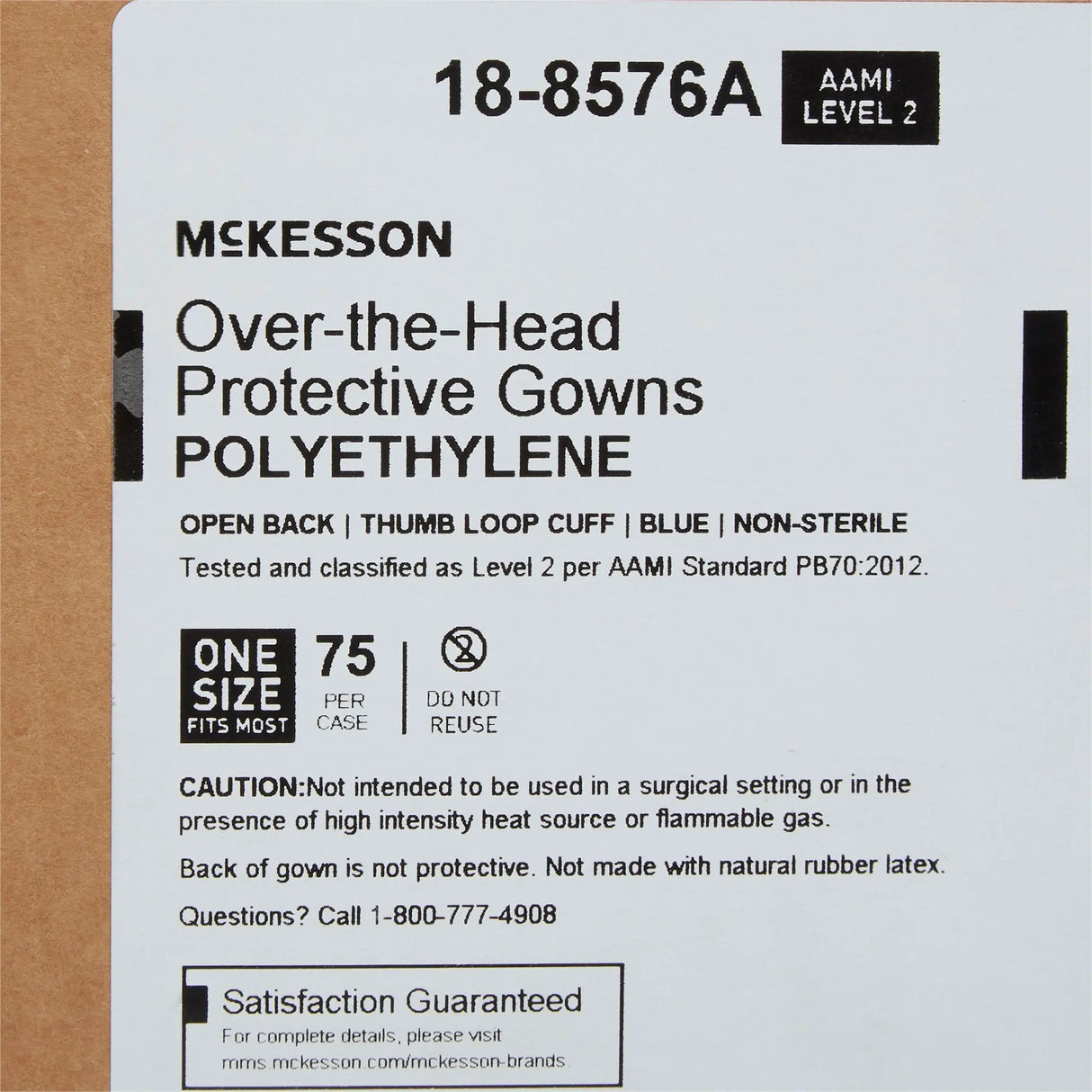 McKesson Open Back Over-the-Head Protective Procedure Gown, Universal, Blue McKesson