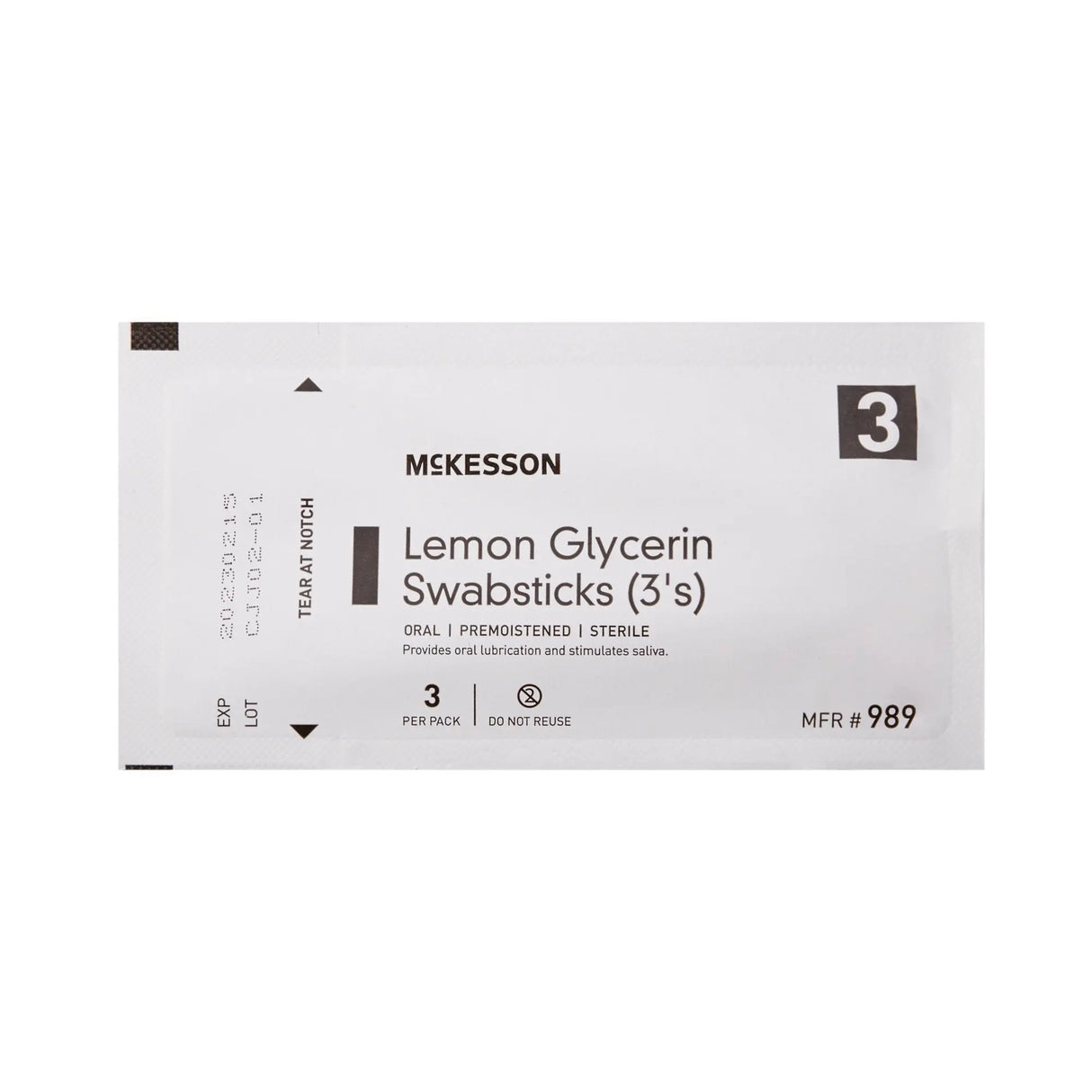 McKesson Oral Swabstick, Lemon Glycerin, Sterile McKesson