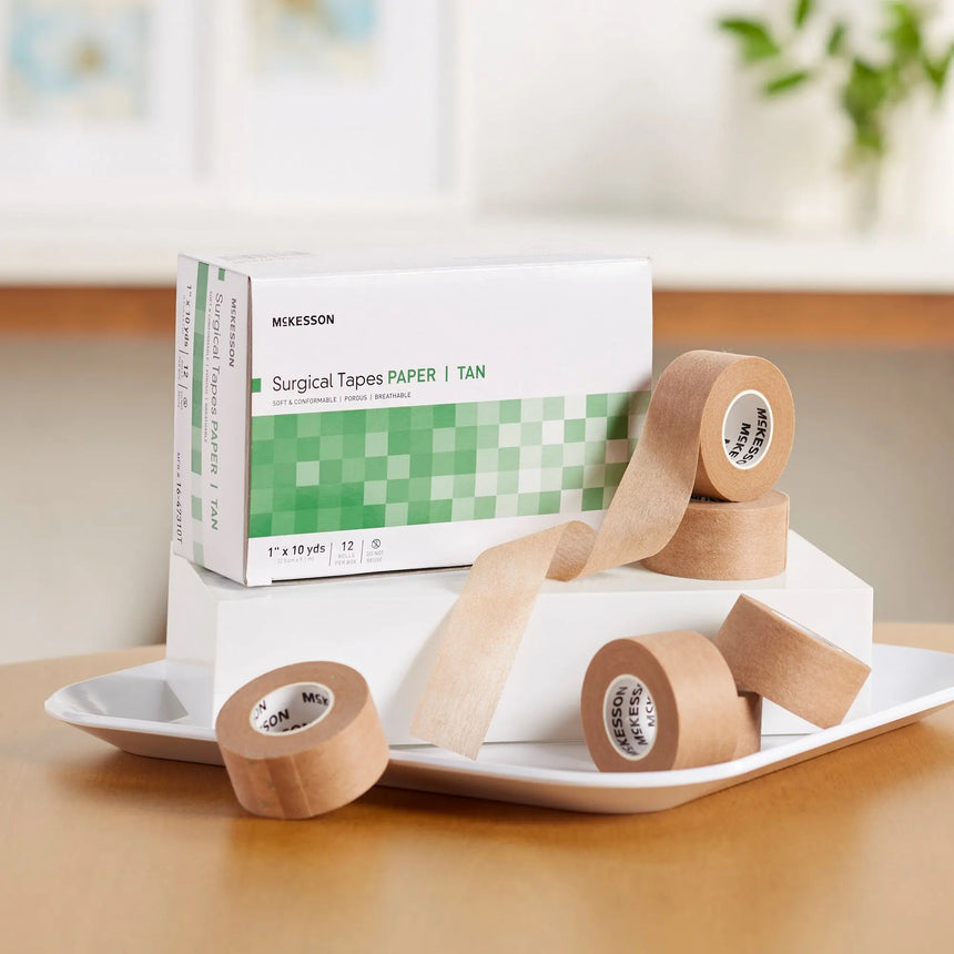 McKesson Paper Medical Tape, 1 Inch x 10 Yard, Tan McKesson