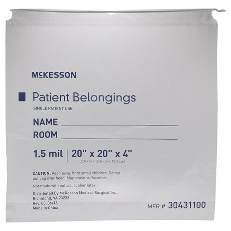 McKesson Patient Belongings Bag, Clear McKesson