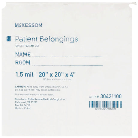 McKesson Patient Belongings Bag, White McKesson