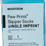 McKesson Paw Prints Slipper Socks, Aqua, One Size Fits Most McKesson Paw Prints®