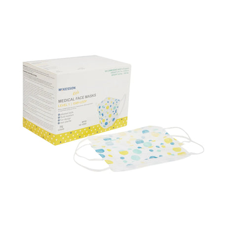 McKesson Pediatric Procedure Mask, Blue and Yellow Polka Dot McKesson