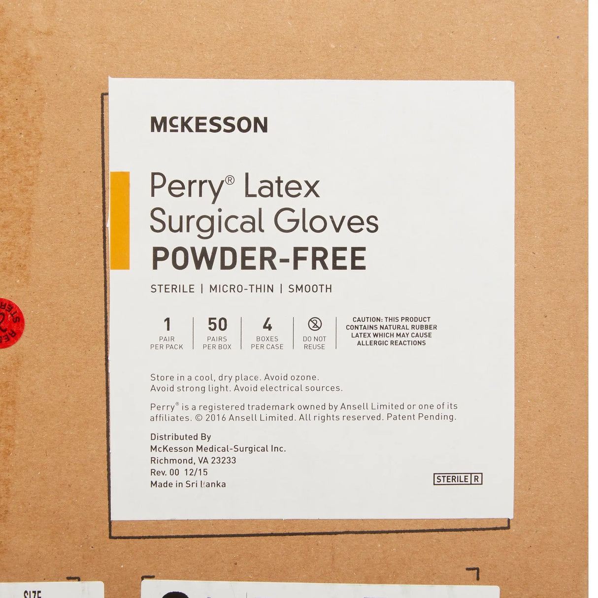 McKesson Perry® Latex Surgical Glove, Size 6.5, Brown McKesson Perry®