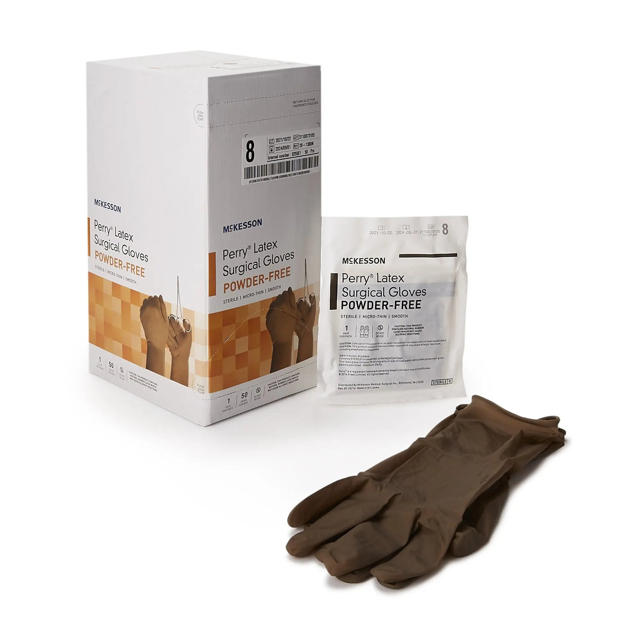 McKesson Perry® Latex Surgical Glove, Size 8, Brown McKesson Perry®