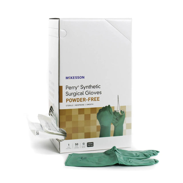 McKesson Perry® Performance Plus Polychloroprene Surgical Glove, Size 7.5, Dark Green McKesson Perry® Performance Plus