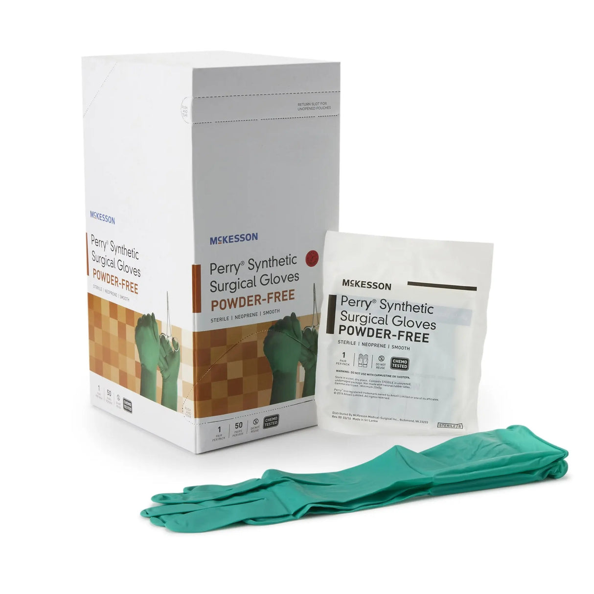 McKesson Perry® Performance Plus Polychloroprene Surgical Glove, Size 7, Dark Green McKesson Perry® Performance Plus