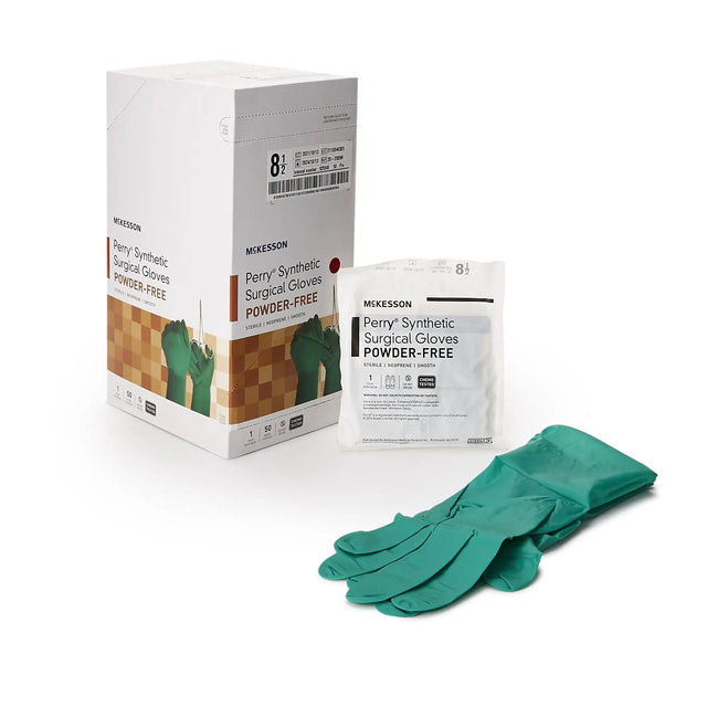 McKesson Perry® Performance Plus Polychloroprene Surgical Glove, Size 8.5, Dark Green McKesson Perry® Performance Plus