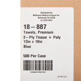 McKesson Premium Nonsterile Blue Procedure Towel, 13 x 18 Inch McKesson