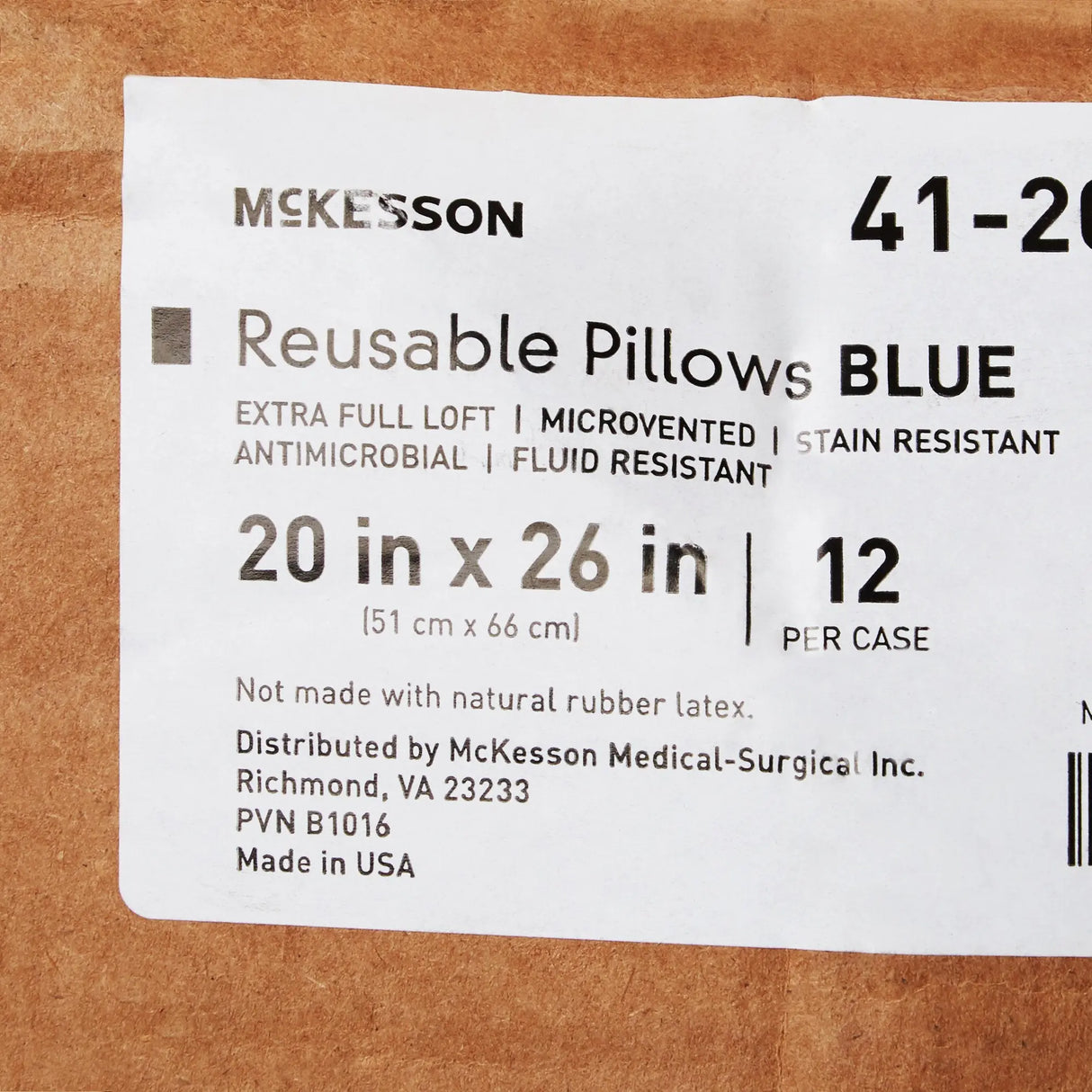 McKesson Reusable Bed Pillow, 20 x 26 Inch, Blue McKesson