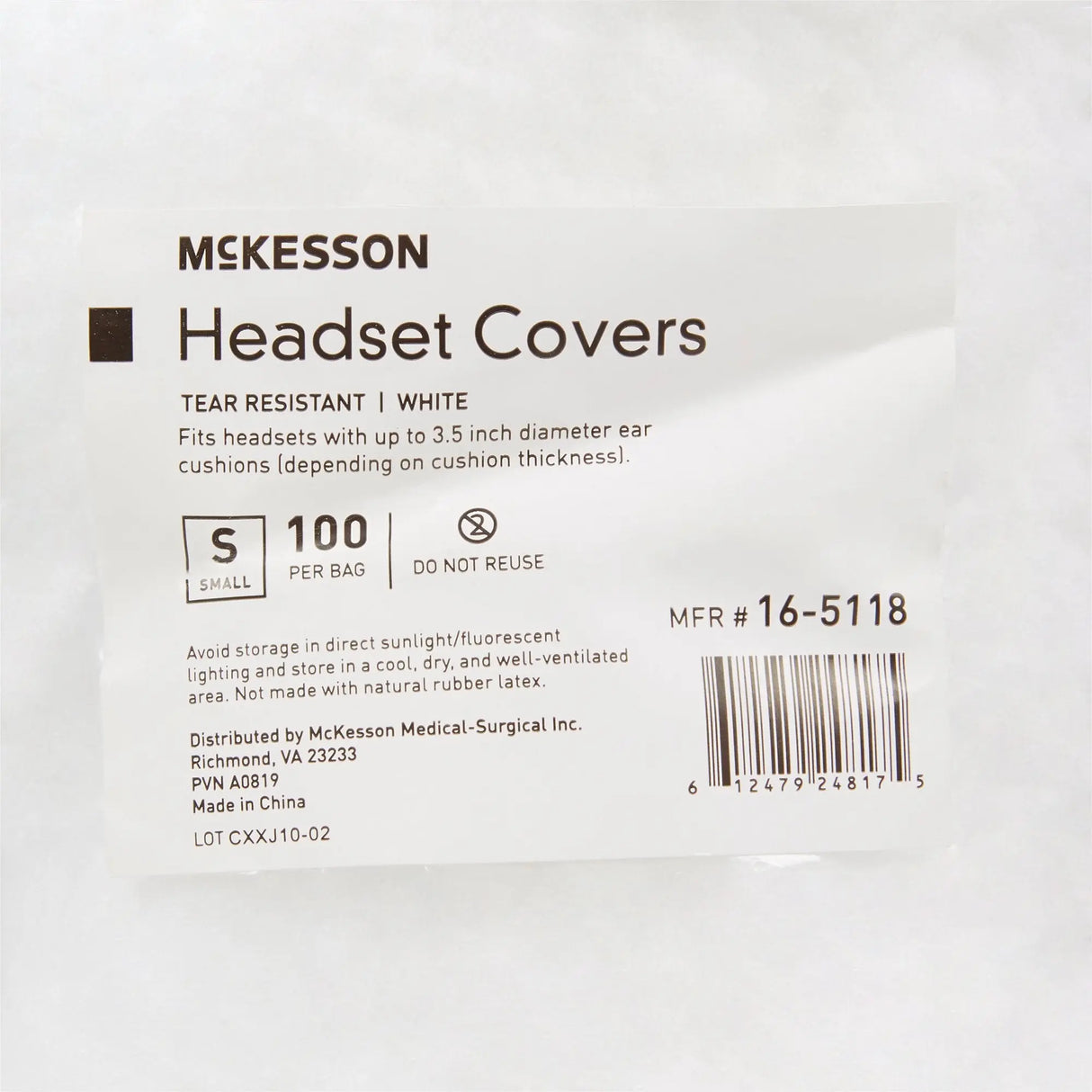 McKesson Sanitary Headset Cover, Small, White McKesson