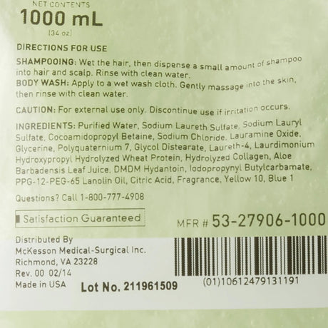 McKesson Shampoo and Body Wash Dispenser Refill Bag 1000 mL, Cucumber Melon McKesson