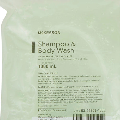 McKesson Shampoo and Body Wash Dispenser Refill Bag 1000 mL, Cucumber Melon McKesson