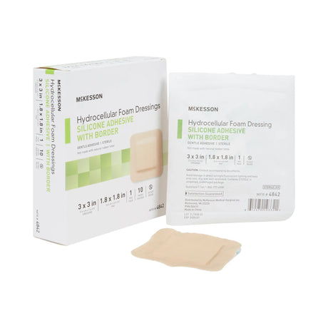 McKesson Silicone Adhesive with Border Silicone Foam Dressing, 3 x 3 Inch McKesson