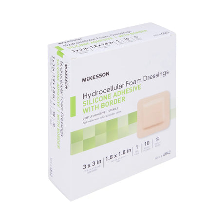 McKesson Silicone Adhesive with Border Silicone Foam Dressing, 3 x 3 Inch McKesson