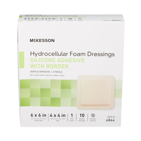 McKesson Silicone Adhesive with Border Silicone Foam Dressing, 6 x 6 Inch McKesson