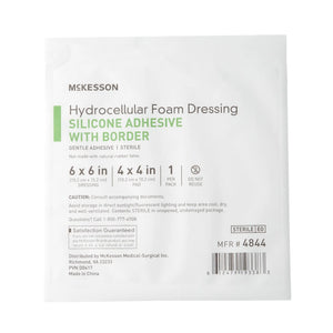 McKesson Silicone Adhesive with Border Silicone Foam Dressing, 6 x 6 Inch McKesson