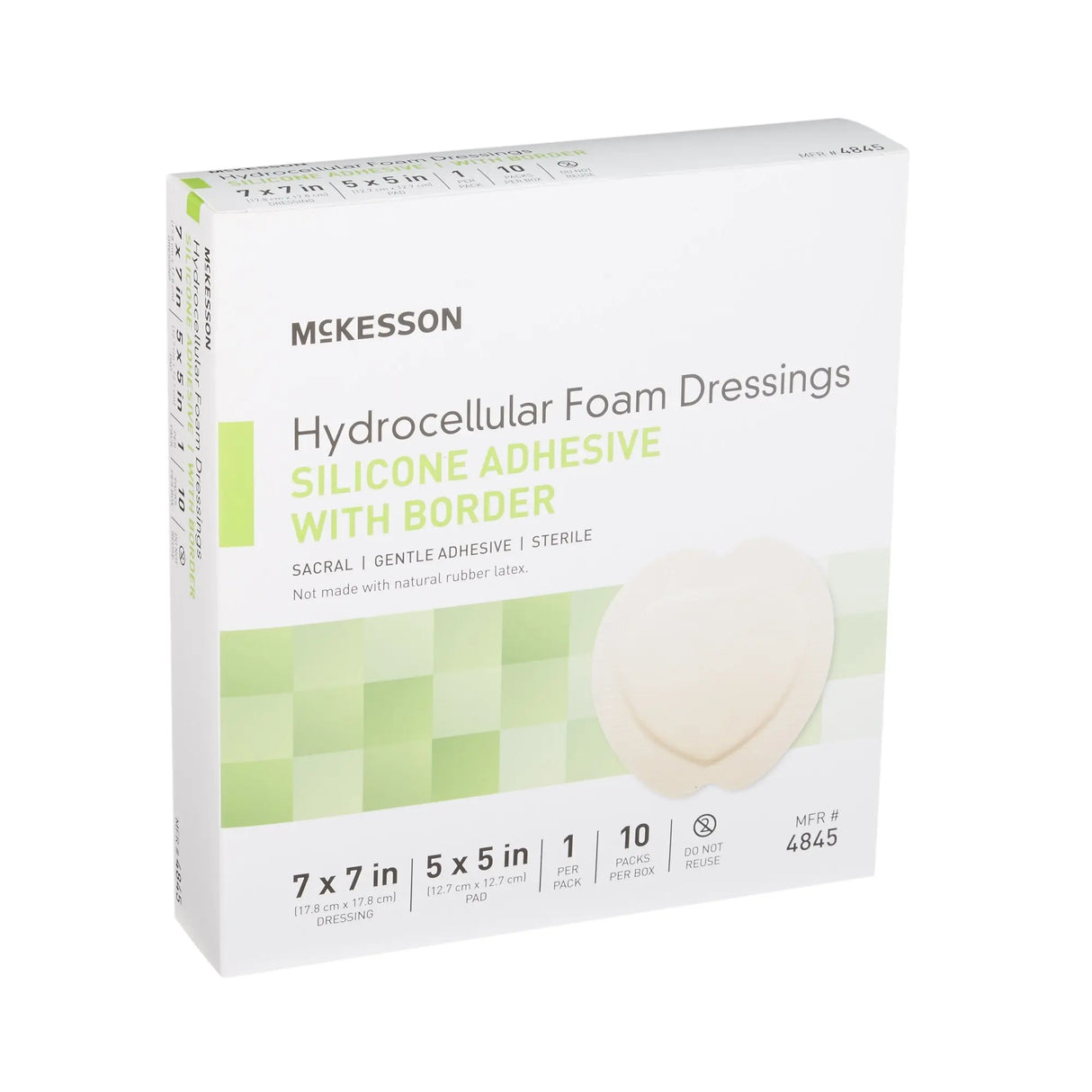 McKesson Silicone Adhesive with Border Silicone Foam Dressing, 7 x 7 Inch Sacral McKesson