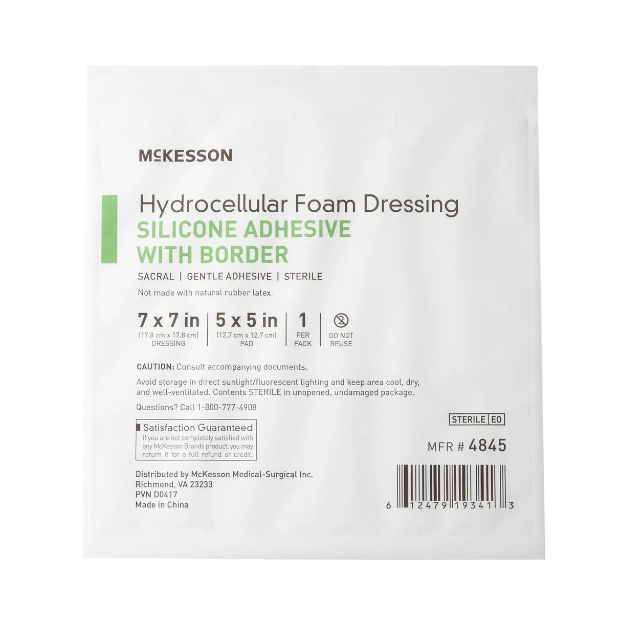 McKesson Silicone Adhesive with Border Silicone Foam Dressing, 7 x 7 Inch Sacral McKesson