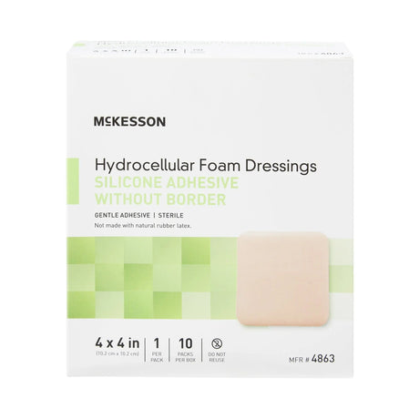 McKesson Silicone Gel Adhesive without Border Silicone Foam Dressing, 4 x 4 Inch McKesson