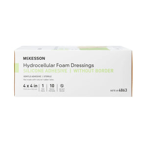 McKesson Silicone Gel Adhesive without Border Silicone Foam Dressing, 4 x 4 Inch McKesson