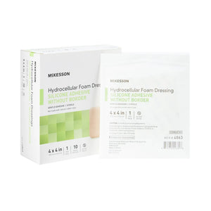 McKesson Silicone Gel Adhesive without Border Silicone Foam Dressing, 4 x 4 Inch McKesson