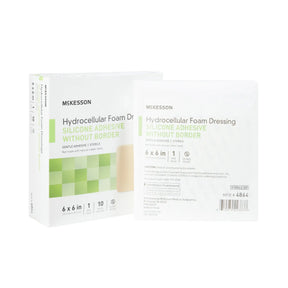 McKesson Silicone Gel Adhesive without Border Silicone Foam Dressing, 6 x 6 Inch McKesson