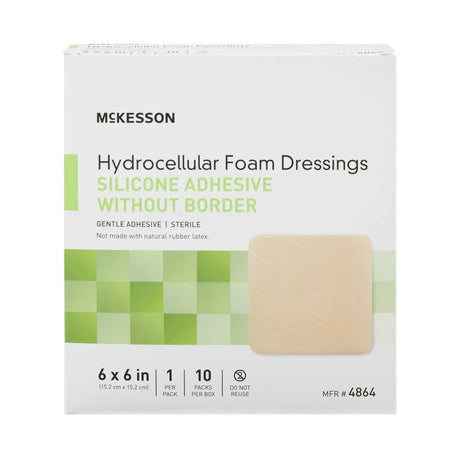 McKesson Silicone Gel Adhesive without Border Silicone Foam Dressing, 6 x 6 Inch McKesson