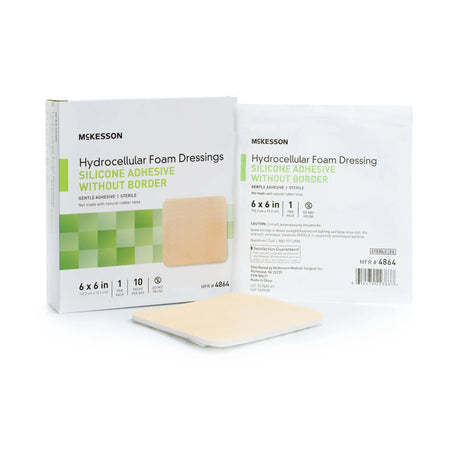 McKesson Silicone Gel Adhesive without Border Silicone Foam Dressing, 6 x 6 Inch McKesson