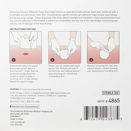 McKesson Silicone Gel Adhesive without Border Silicone Foam Dressing, 7 x 7 Inch Sacral McKesson
