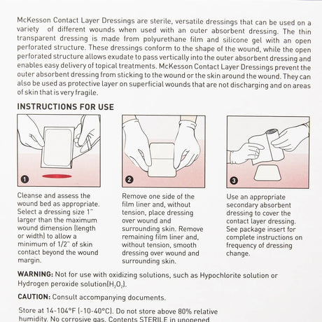 McKesson Silicone Wound Contact Layer Dressing, 3 x 4 Inch McKesson
