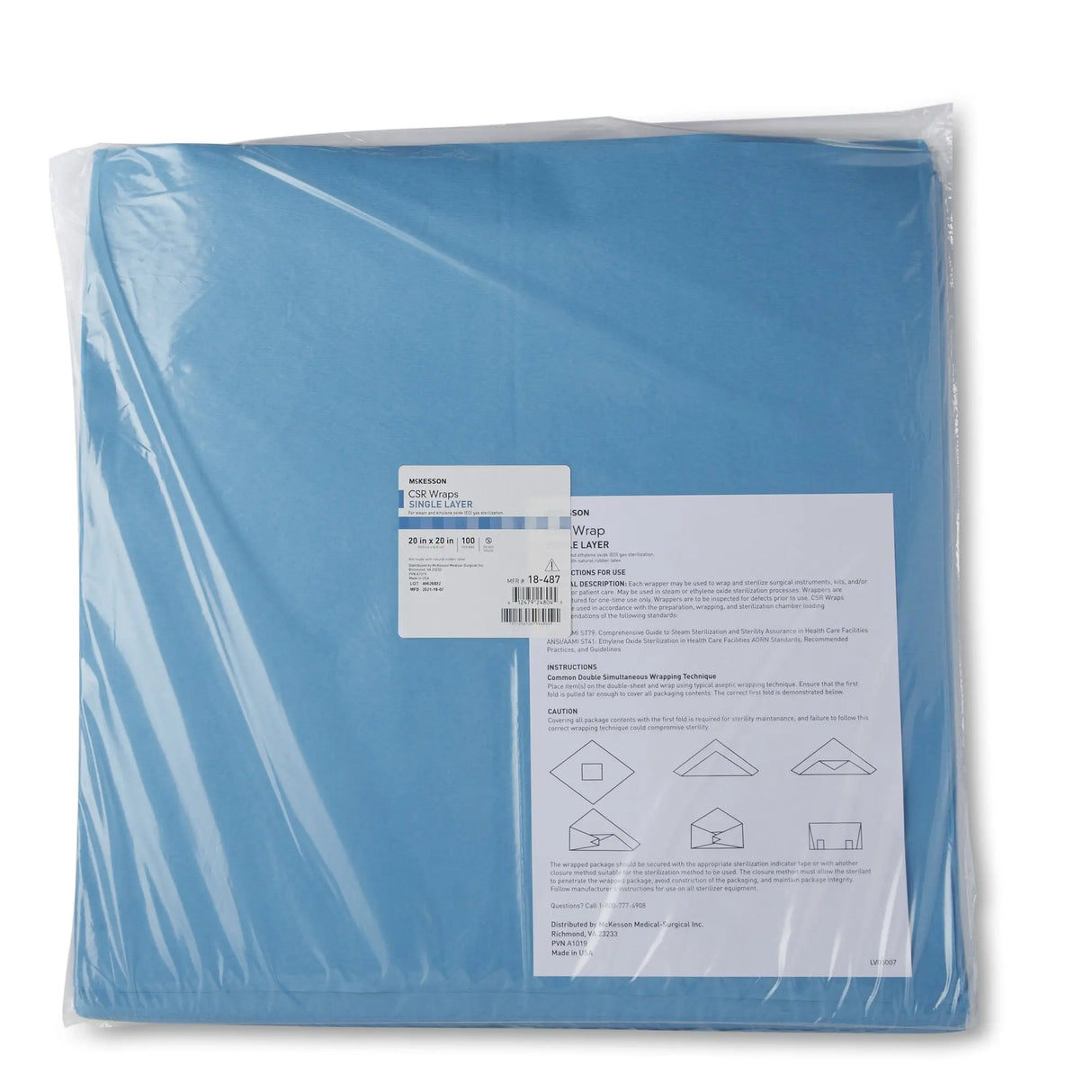 McKesson Single Layer Sterilization Wrap, 20 x 20 Inch McKesson