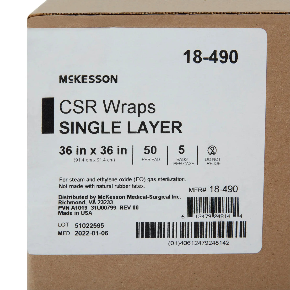 McKesson Single Layer Sterilization Wrap, 36 x 36 Inch McKesson