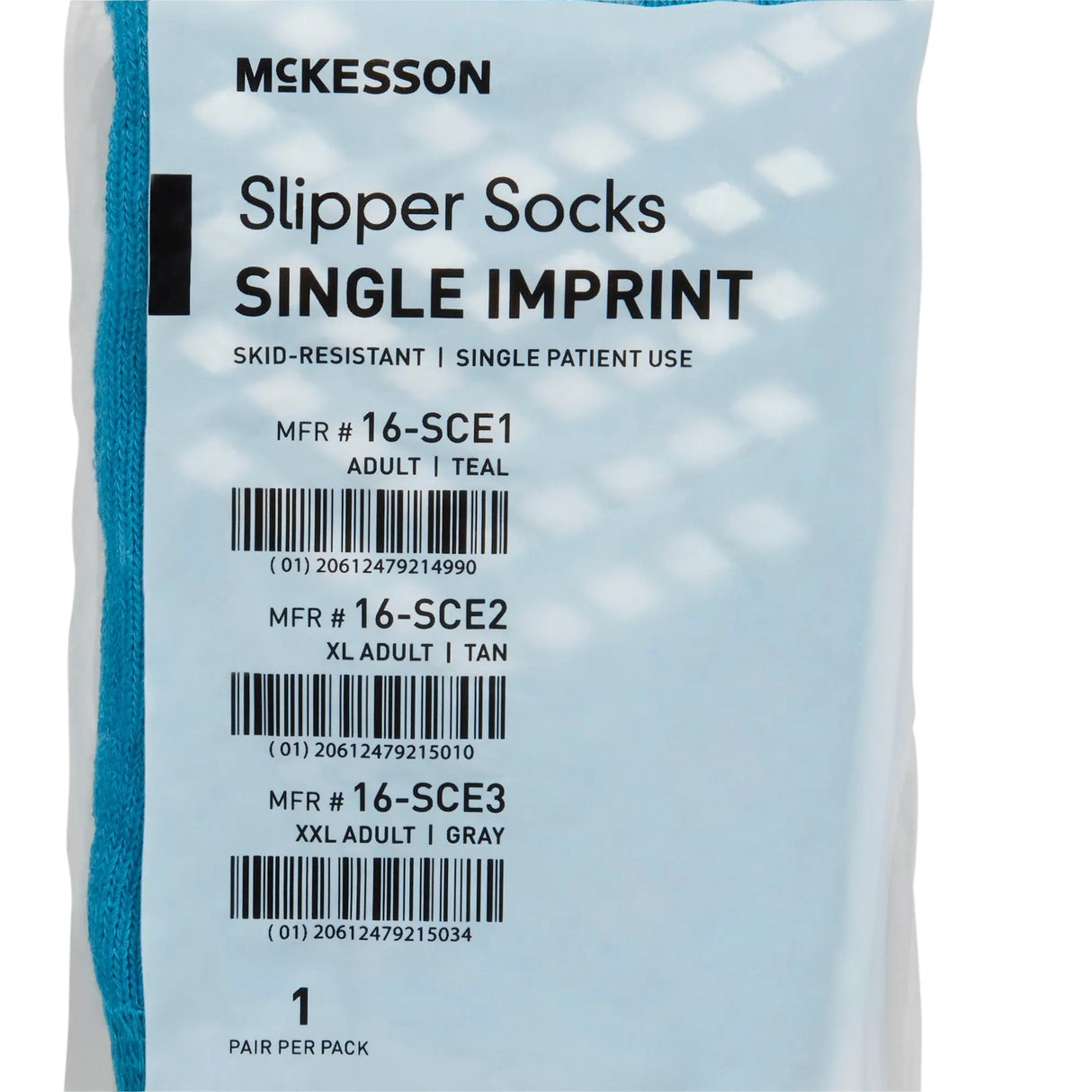 McKesson Slipper Socks, Large, Teal McKesson