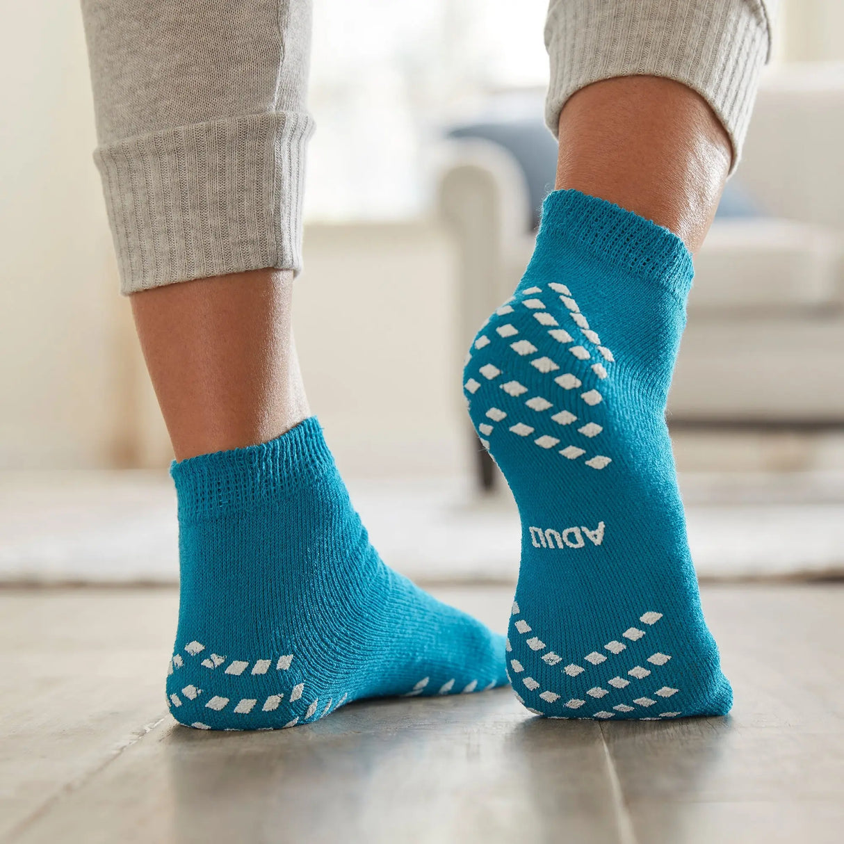 McKesson Slipper Socks, Large, Teal McKesson