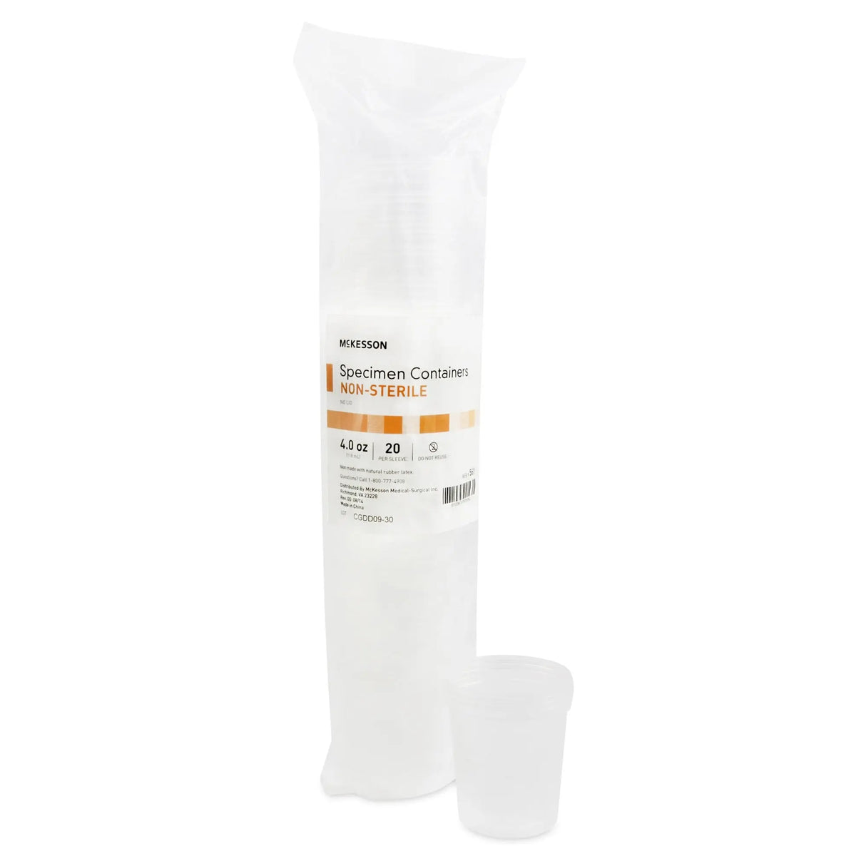 McKesson Specimen Container, 4 oz., Without Lid McKesson