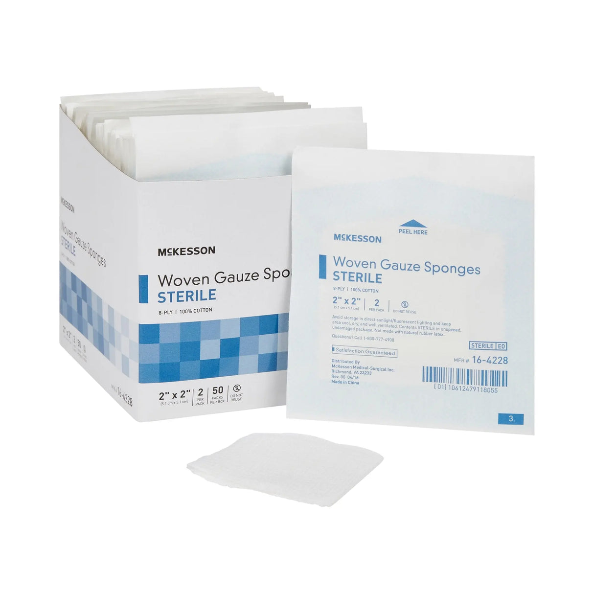 McKesson Sterile Gauze Sponge, 2 x 2 Inch, 8-Ply McKesson