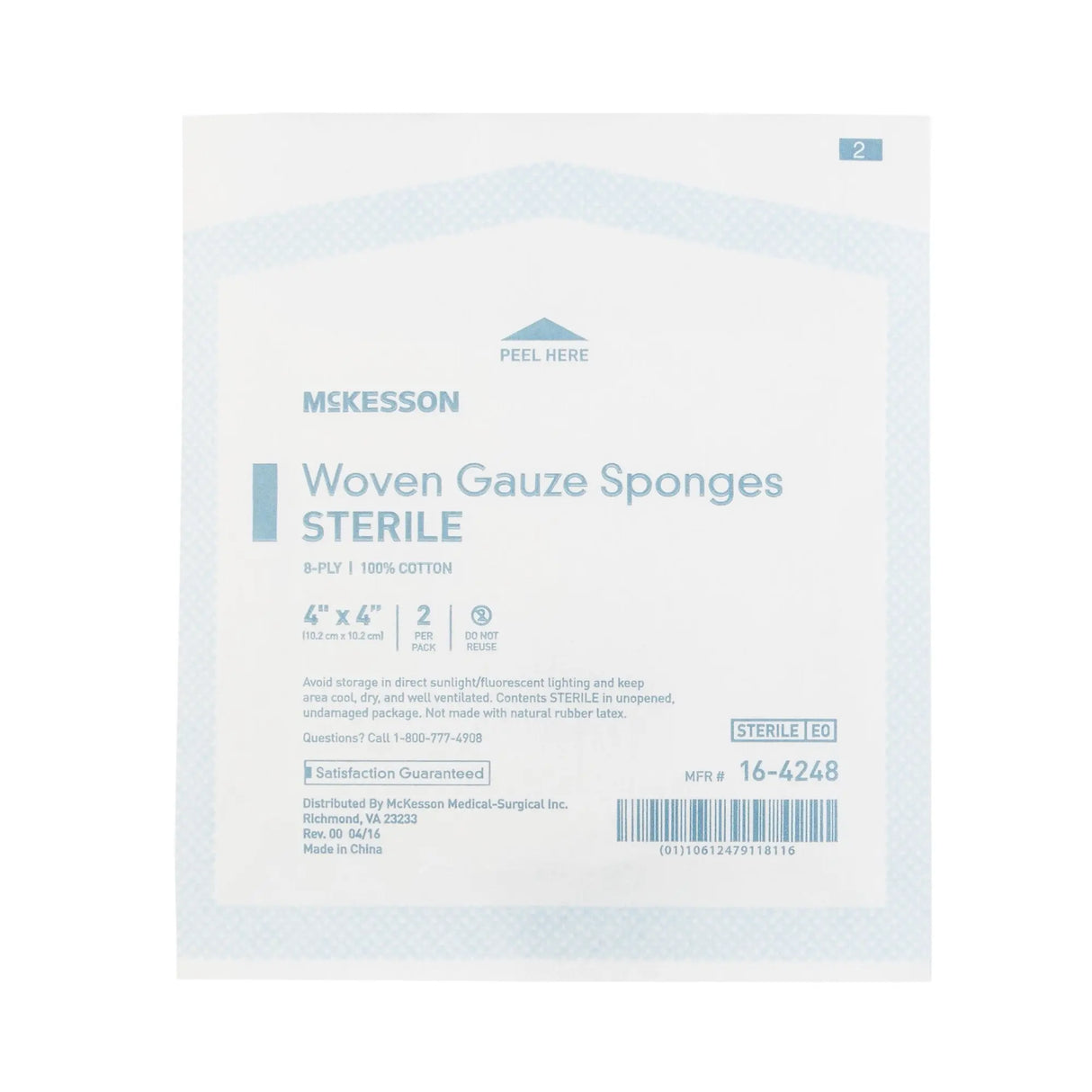 McKesson Sterile Gauze Sponge, 4 x 4 Inch, 8-Ply McKesson