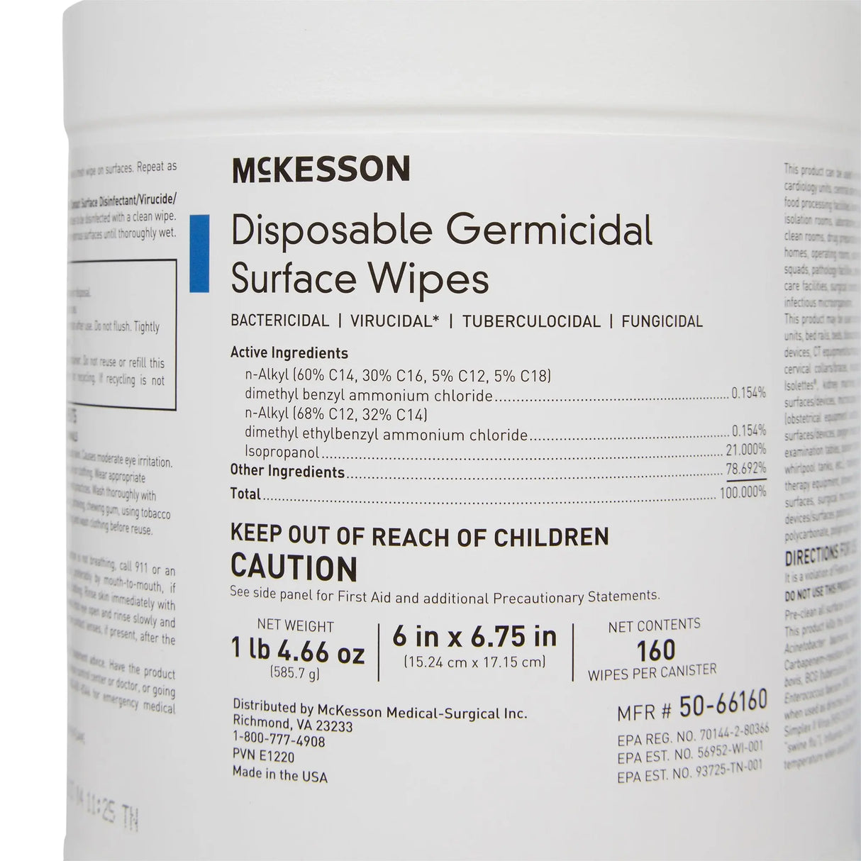 McKesson Surface Disinfectant Wipes, Large Canister McKesson