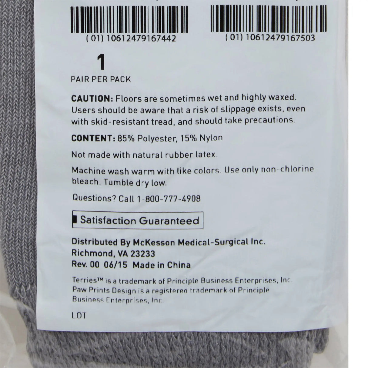 McKesson Terries™ Adult Slipper Socks, 2X-Large, Gray McKesson Terries™